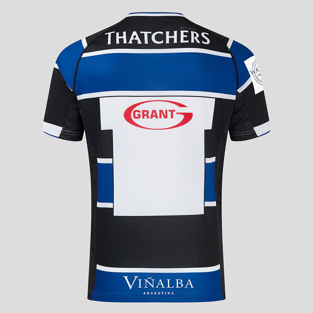 Bath Rugby 2025/26 Men's Home Pro Rugby Shirt – Blue, Black &amp; White