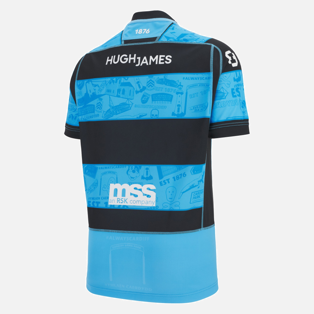 Cardiff Rugby 2025-26 Home Replica Shirt – Mens Blue & Black Rugby Jersey