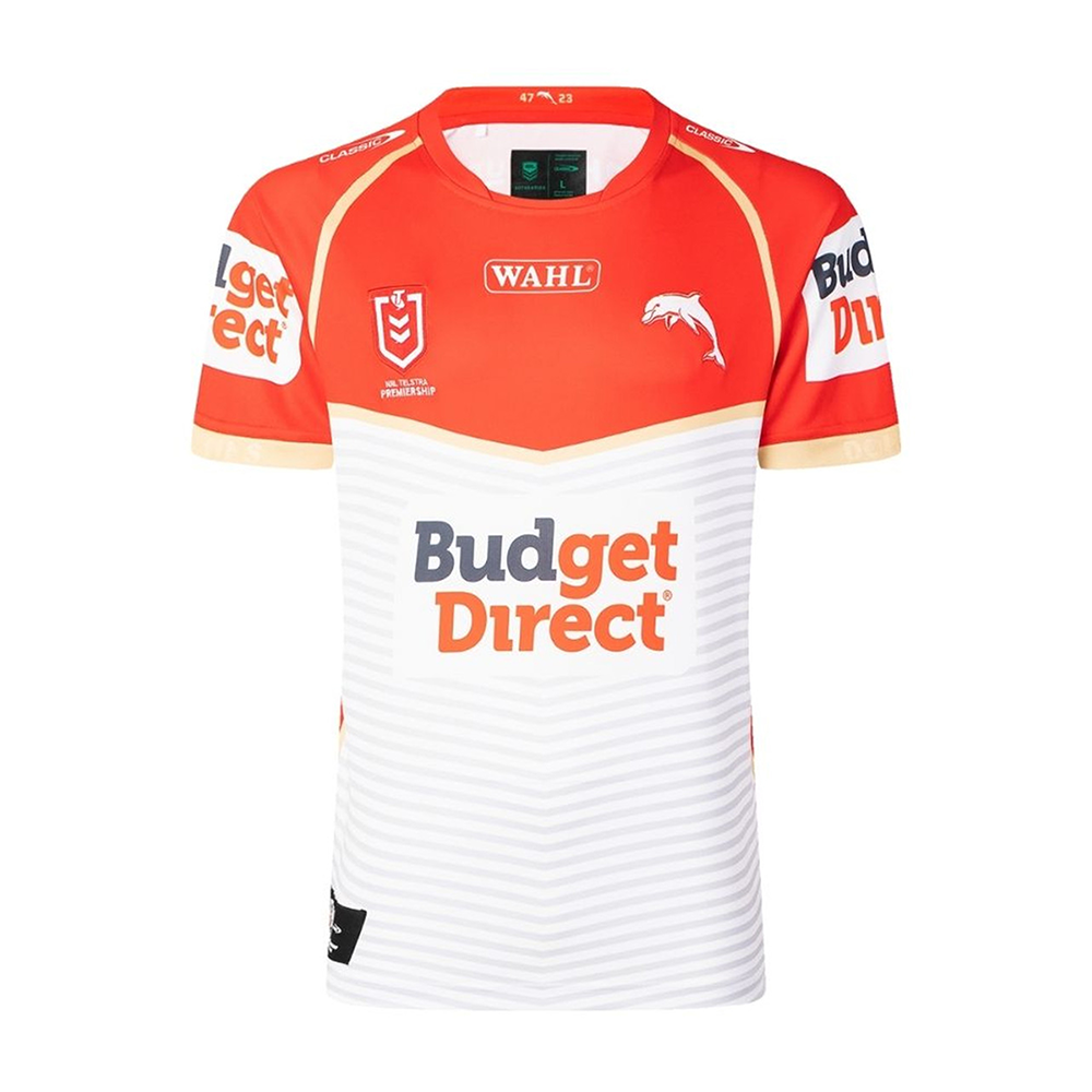 Dolphins Mens 2026 Alternate Rugby Jersey – Red and White NRL Shirt