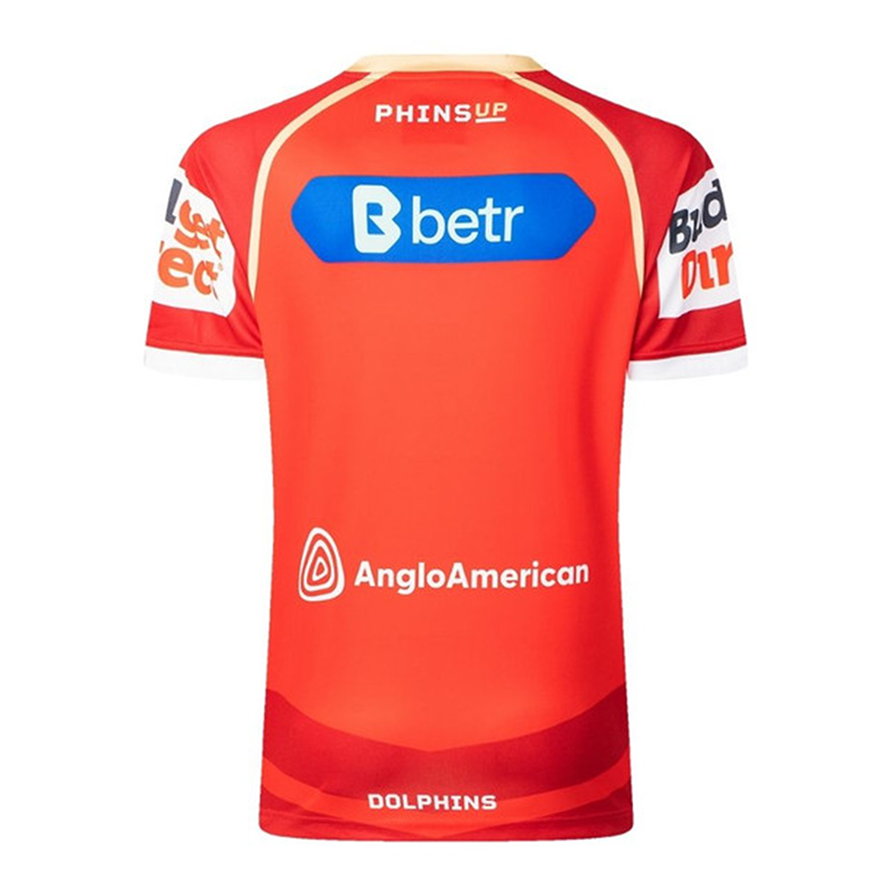 Dolphins Mens 2026 Home Rugby Jersey – Red Gold Chevron NRL Shirt