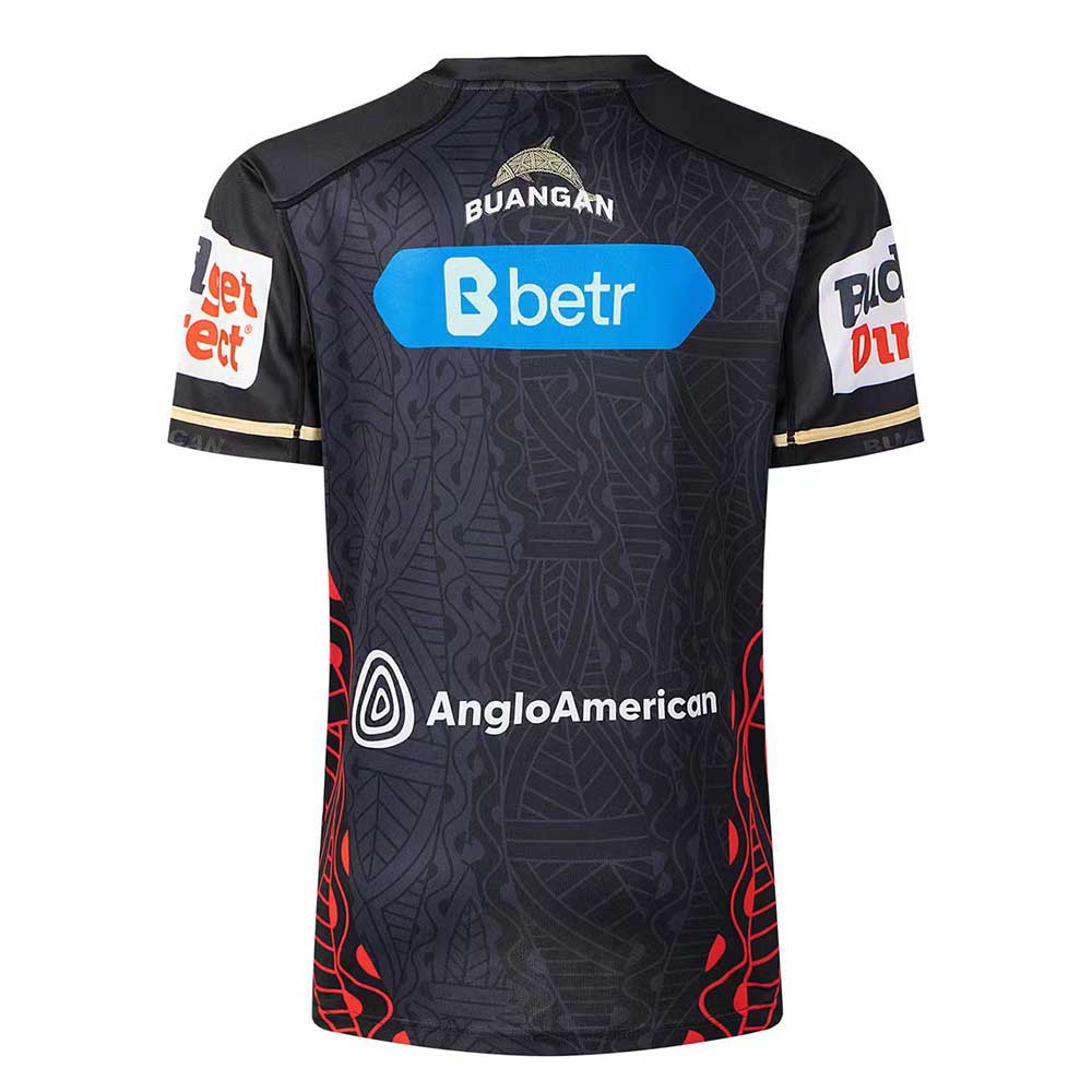 Dolphins Mens 2026 Indigenous Rugby Jersey – Black Red Cultural Design Shirt