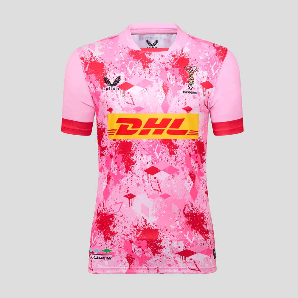 Harlequins Away Replica Rugby Shirt 2025-26 – Mens Pink Castore Jersey