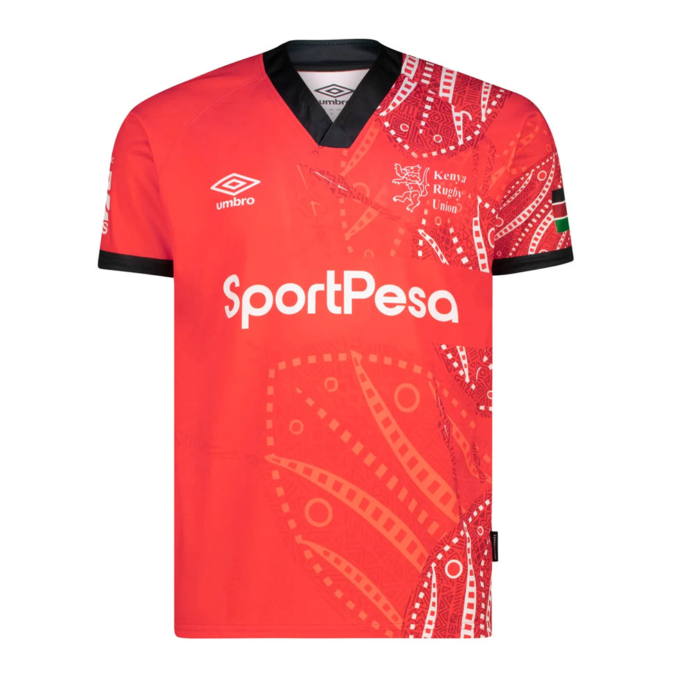 Kenya Rugby 2026 Men's Home Replica Jersey – Red & Black Umbro Shirt