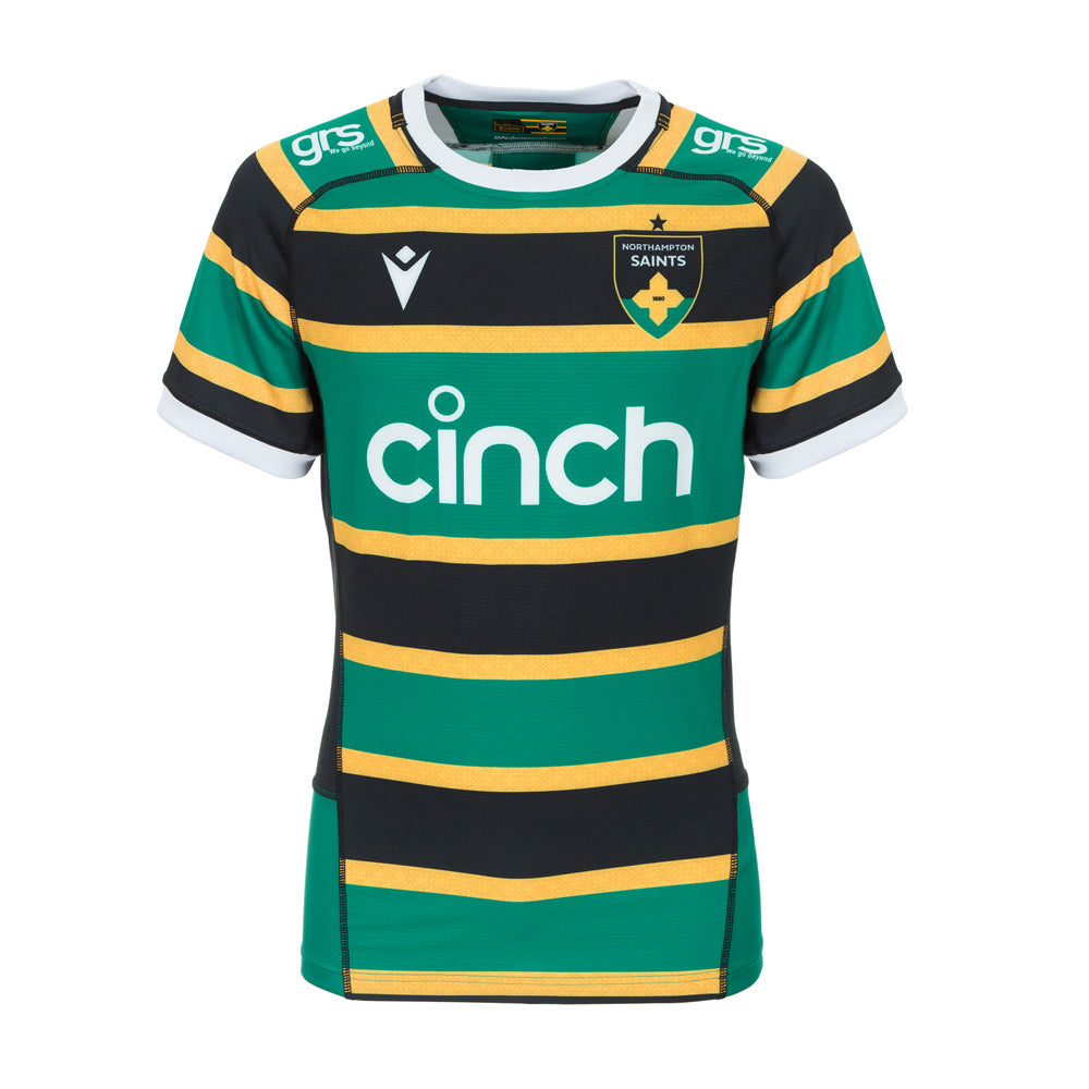 Northampton Saints 2025/26 Men's Home Rugby Jersey – Green, Black & Gold